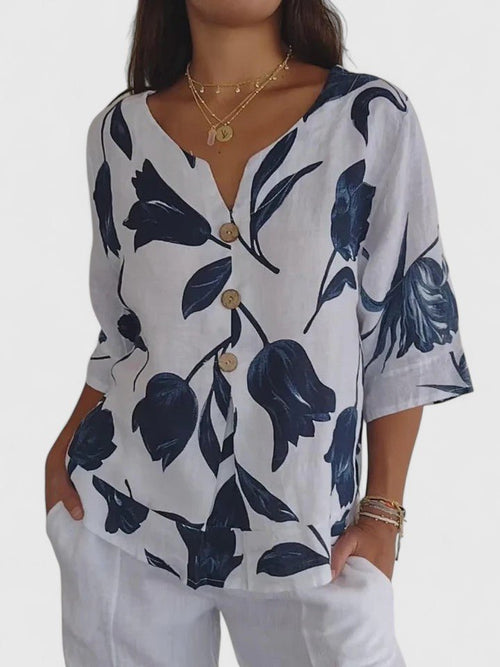 Laura | Comfortable V - Neck Blouse - Luna Hampton