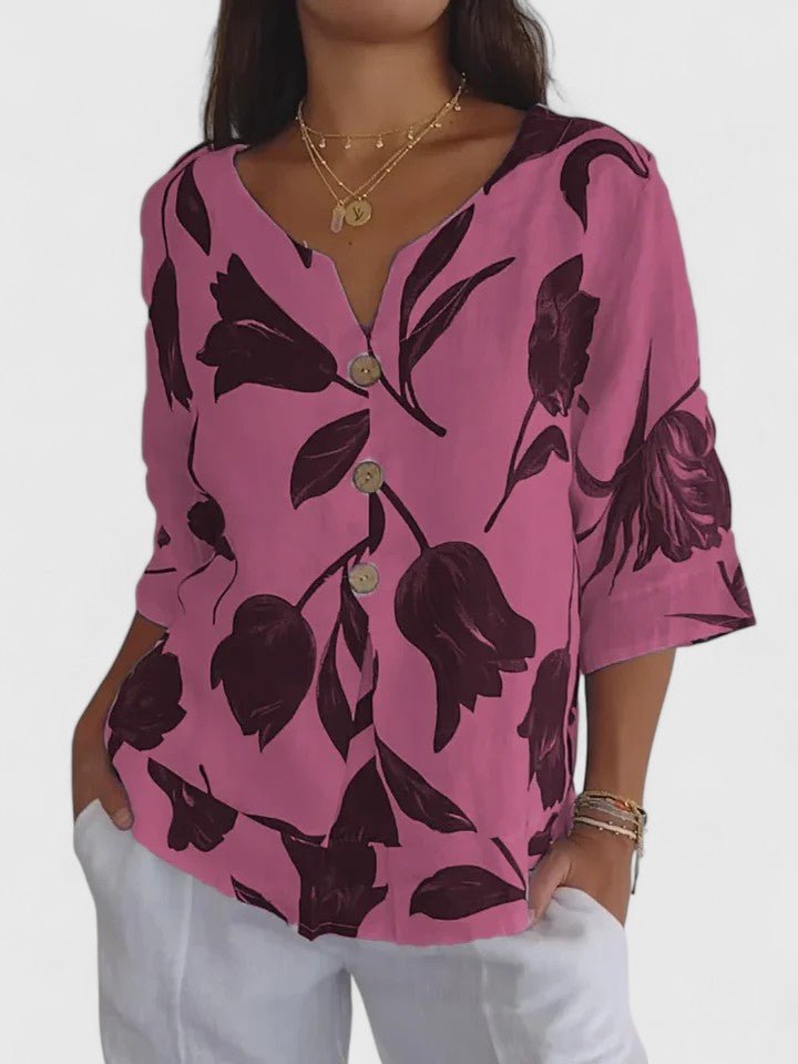 Laura | Comfortable V - Neck Blouse - Luna Hampton