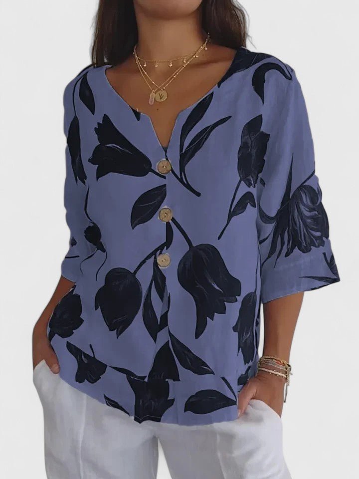 Laura | Comfortable V - Neck Blouse - Luna Hampton