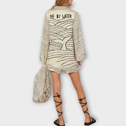 Liv - Water Satin Tassel Shirt and Shorts Set - Luna Hampton