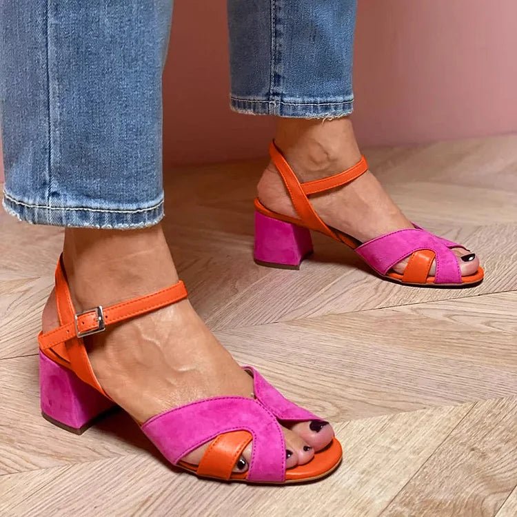 Lorette | Colour Block Sandals with Comfortable Heel - Ciara & Fiona