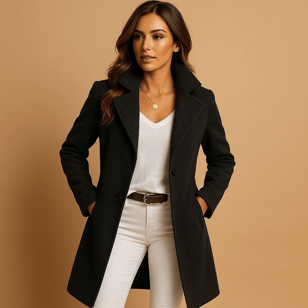 Lucie | Elegant Long Coat with Buttons - Ciara & Fiona