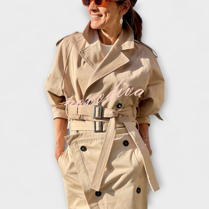 Lyra - Elegant Midi Skirt Jacket with Pockets - Luna Hampton