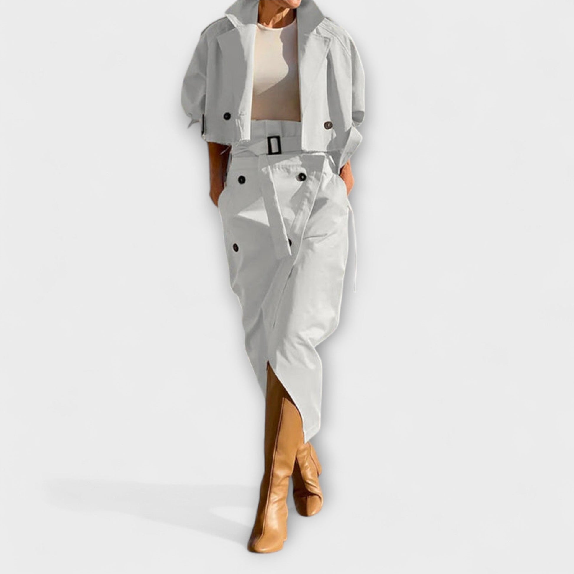 Lyra - Elegant Midi Skirt Jacket with Pockets - Luna Hampton