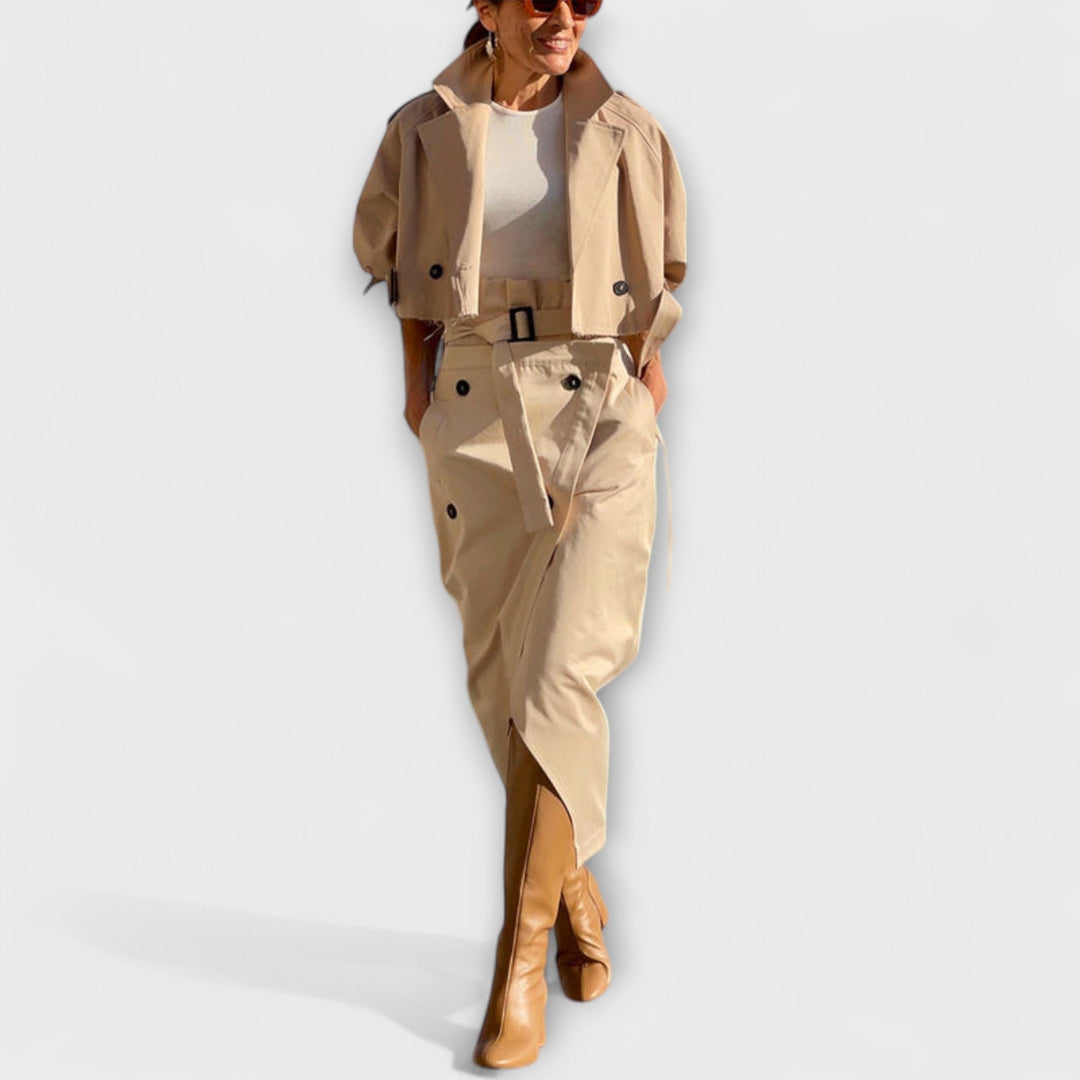 Lyra - Elegant Midi Skirt Jacket with Pockets - Luna Hampton