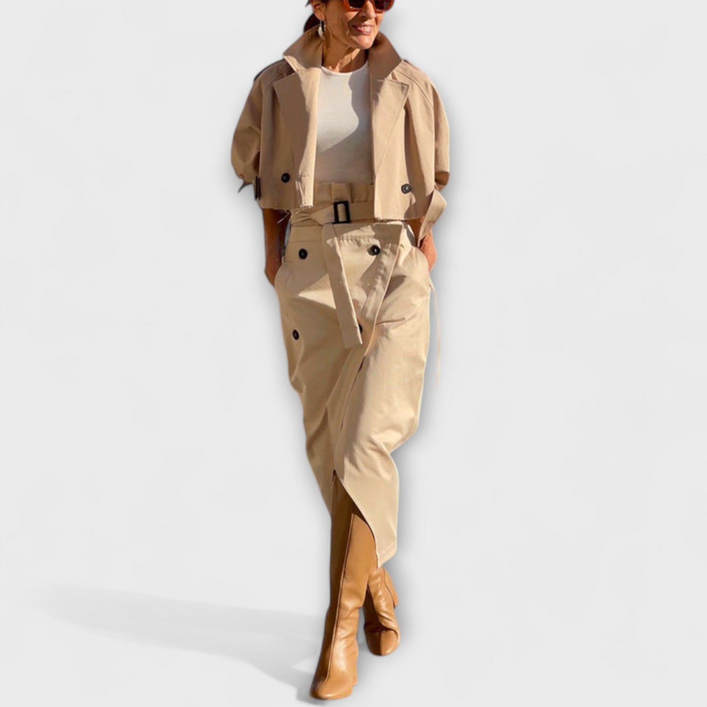 Lyra - Elegant Midi Skirt Jacket with Pockets - Luna Hampton