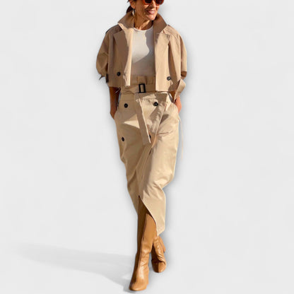 Lyra - Elegant Midi Skirt Jacket with Pockets - Luna Hampton