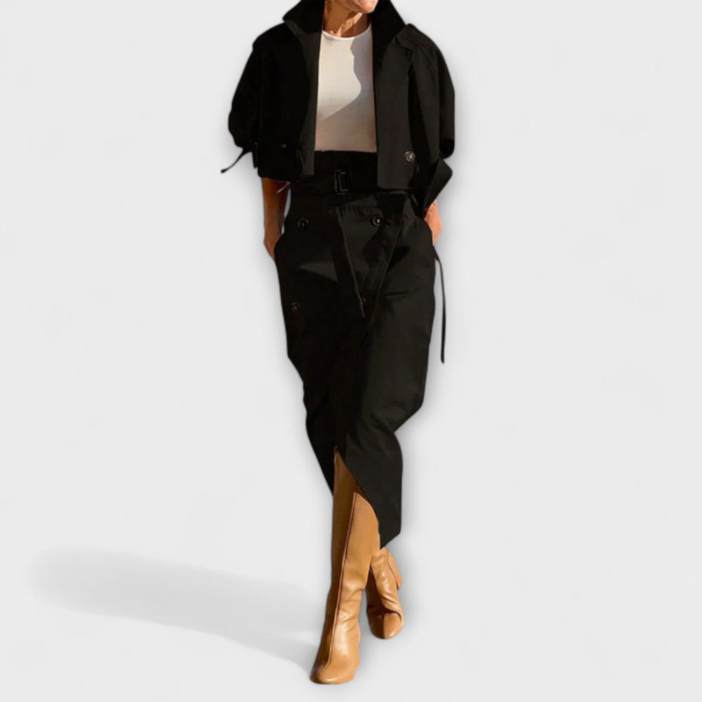 Lyra - Elegant Midi Skirt Jacket with Pockets - Luna Hampton