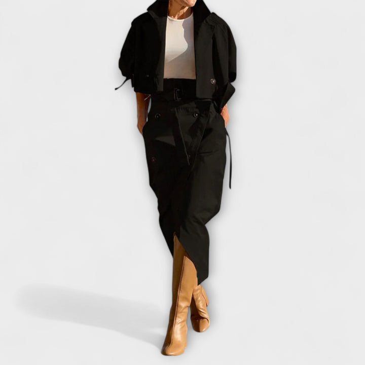 Lyra - Elegant Midi Skirt Jacket with Pockets - Luna Hampton