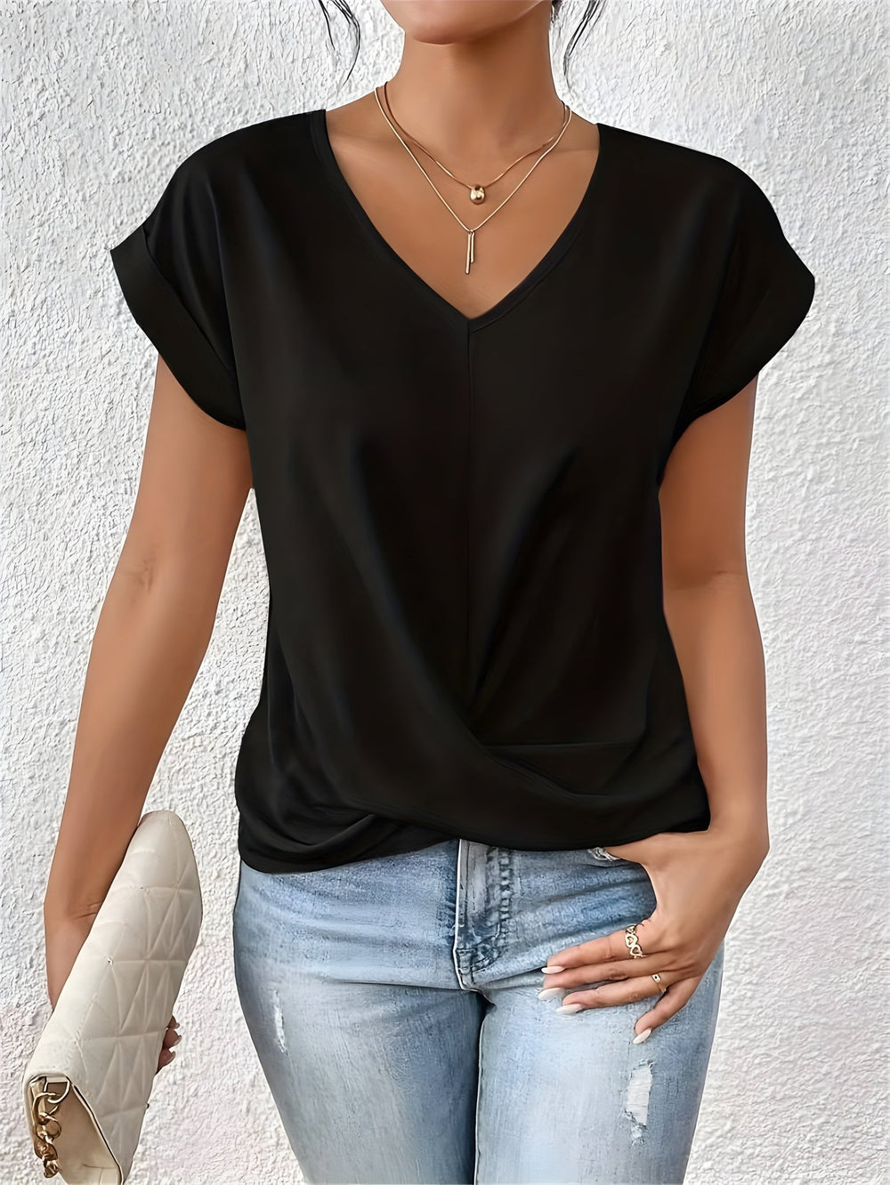 Maia | Twist Front V - Neck Top - Ciara & Fiona