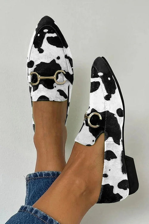 Marcy | Cow Print Loafers - Ciara & Fiona