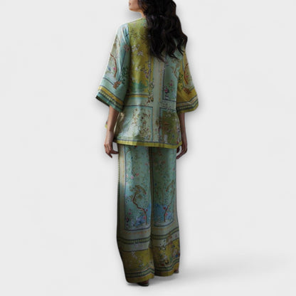 Maria - Digital Print Set with Trumpet Sleeves - Luna Hampton