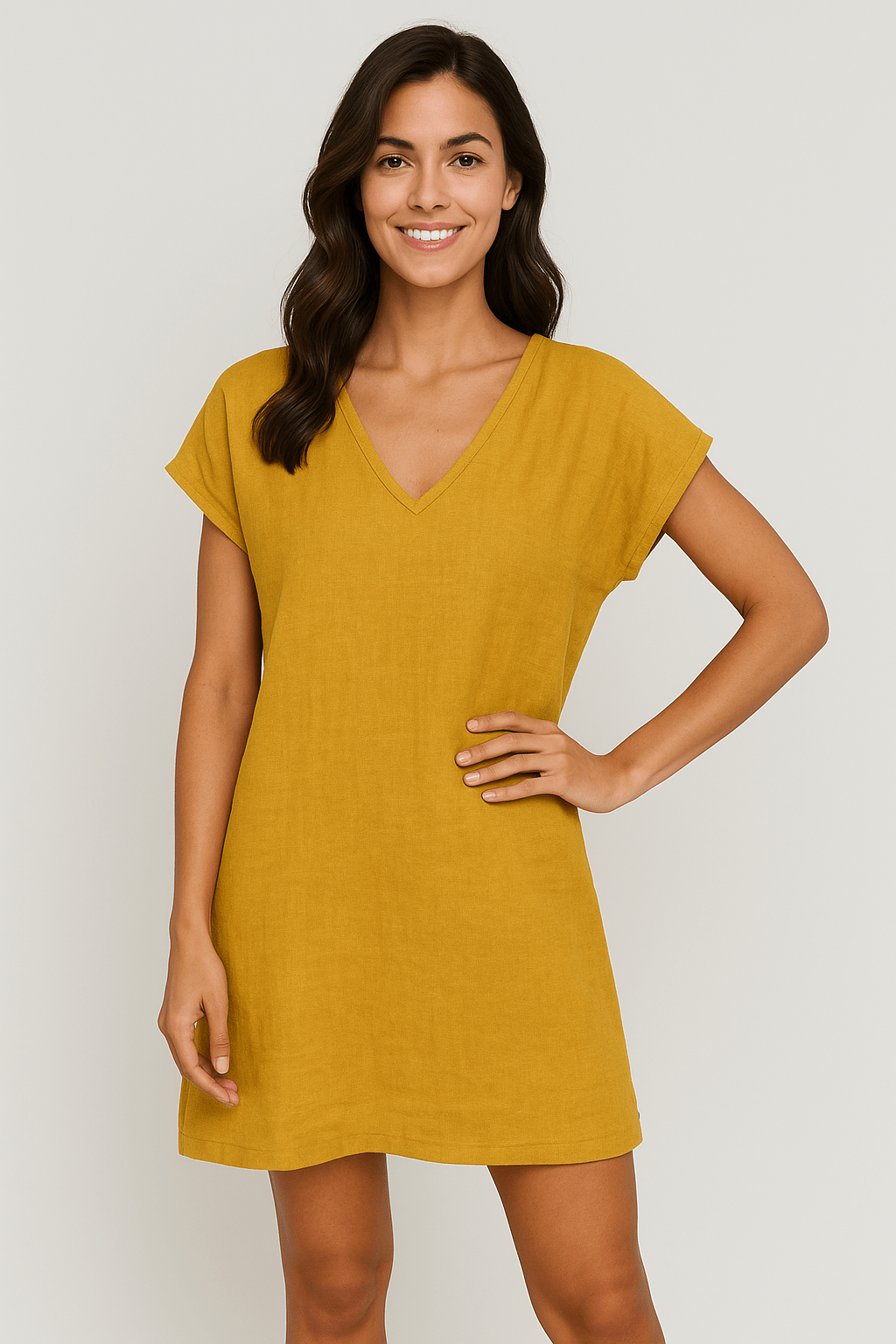 Maris | V - Neck Tunic Dress - Ciara & Fiona