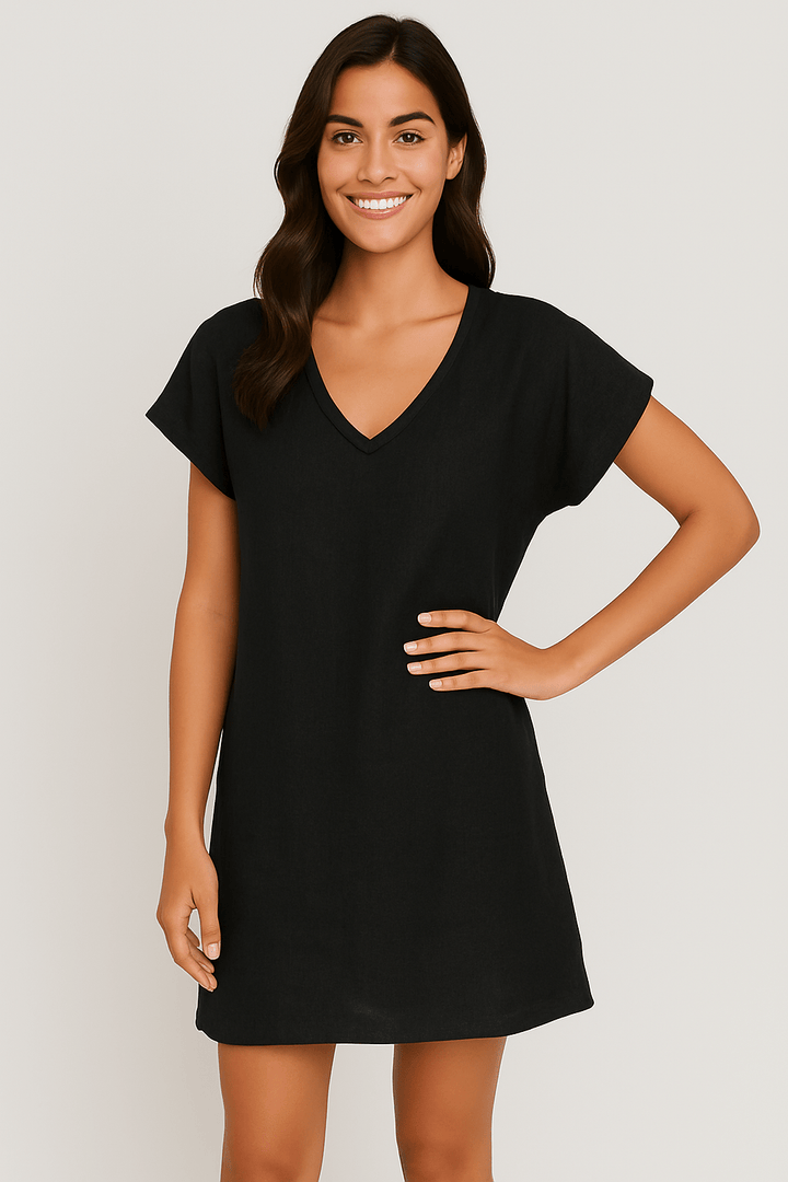 Maris | V - Neck Tunic Dress - Ciara & Fiona