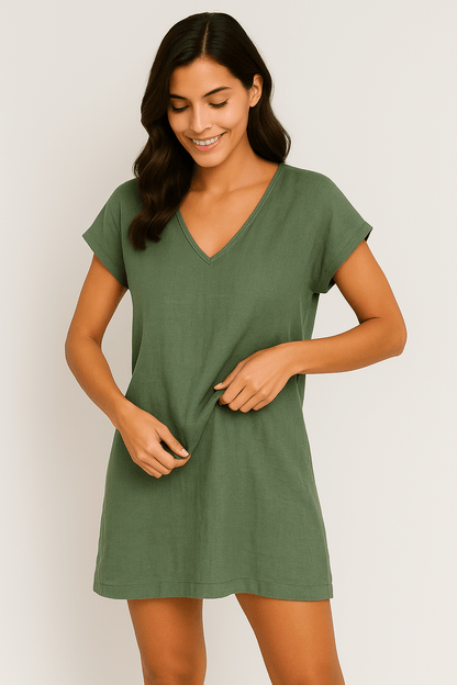 Maris | V - Neck Tunic Dress - Ciara & Fiona