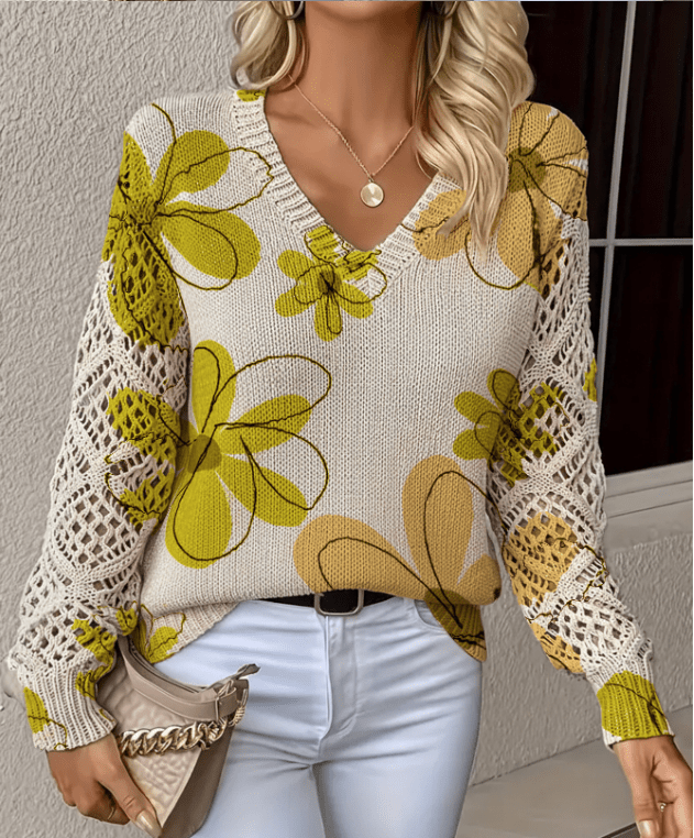 Mary | Floral Knit Sweater - Ciara & Fiona