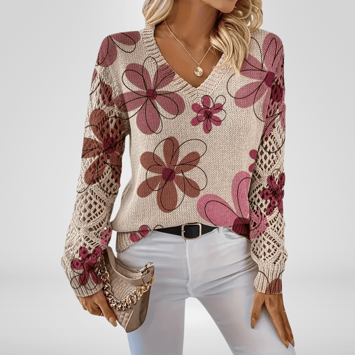 Mary | Floral Knit Sweater - Ciara & Fiona