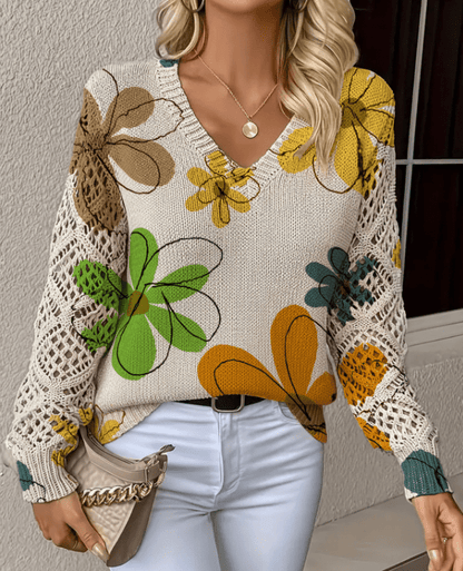 Mary | Floral Knit Sweater - Ciara & Fiona