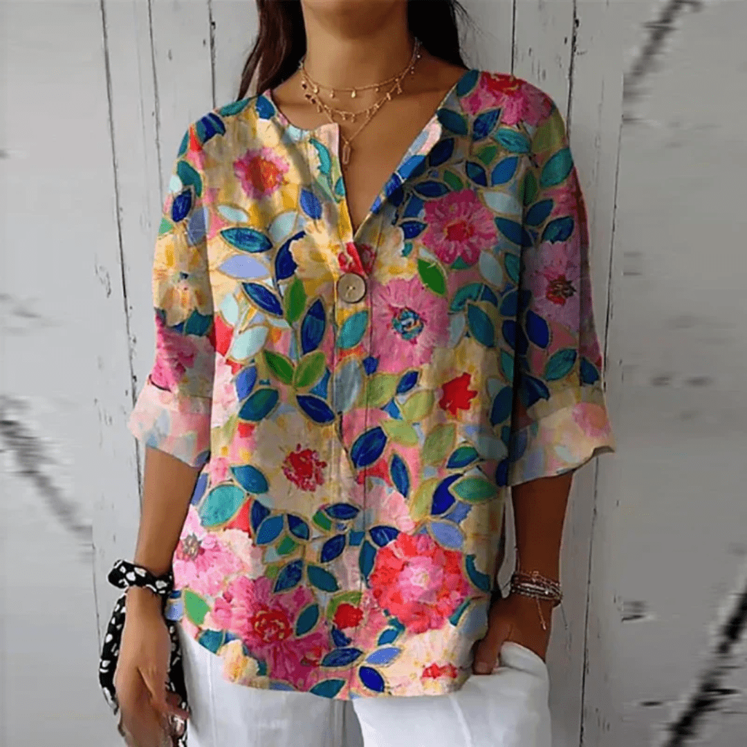 Mavis | Floral Print Casual Blouse - Ciara & Fiona