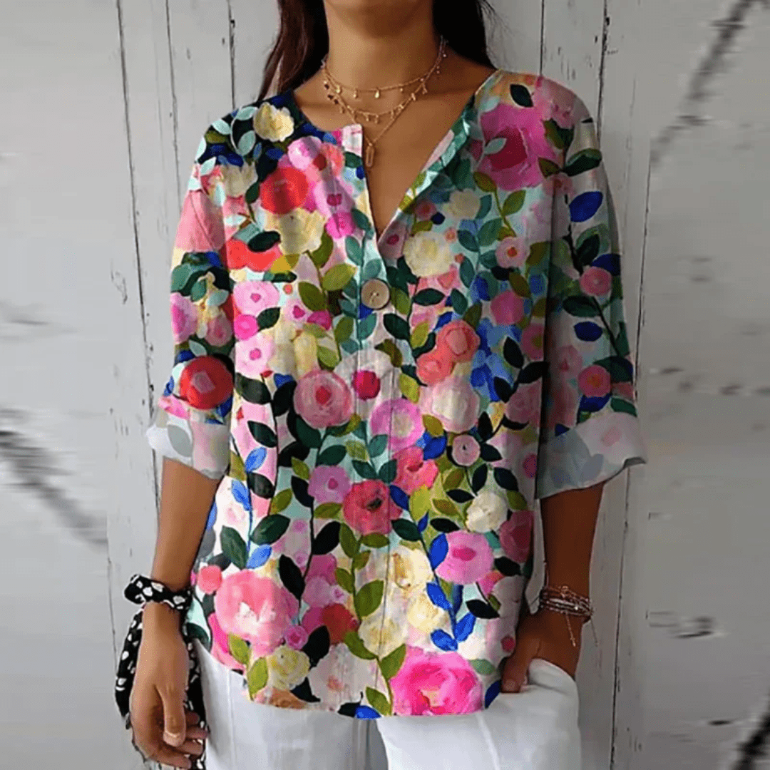 Mavis | Floral Print Casual Blouse - Ciara & Fiona