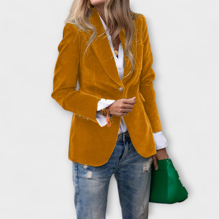 MELISSA | Elegant Velvet Blazer with Gold Detail - Ciara & Fiona
