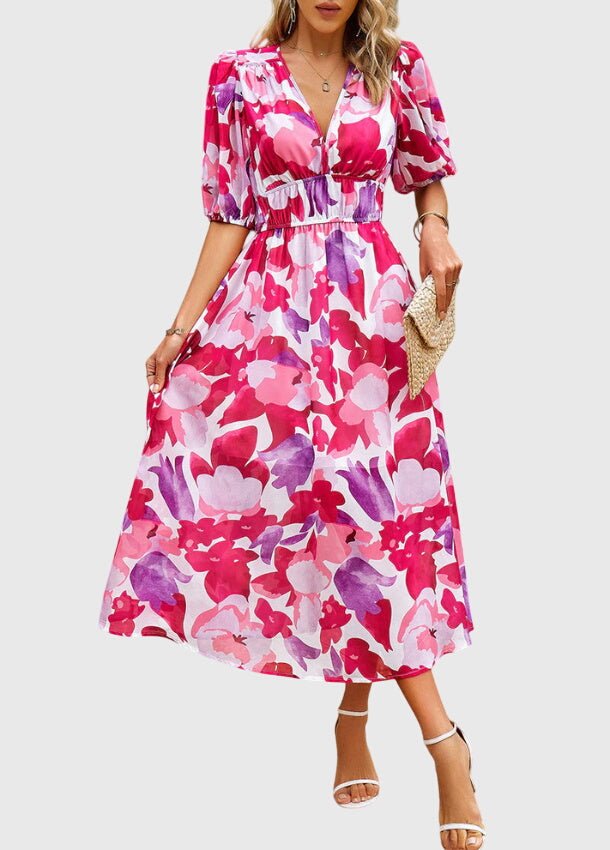 Merlin™ | Flattering Floral Midi Dress - Luna Hampton