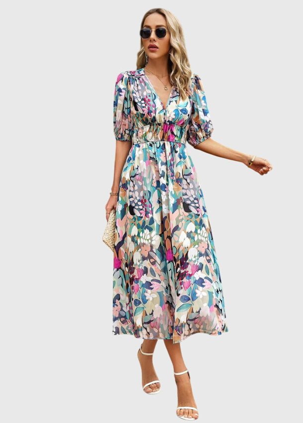 Merlin™ | Flattering Floral Midi Dress - Luna Hampton