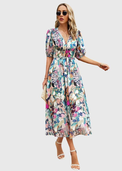 Merlin™ | Flattering Floral Midi Dress - Luna Hampton