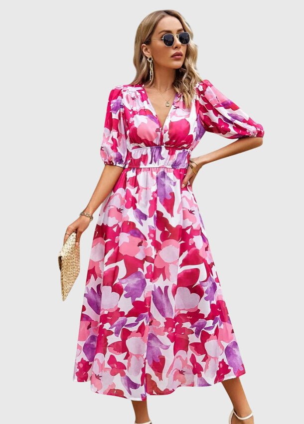 Merlin™ | Flattering Floral Midi Dress - Luna Hampton