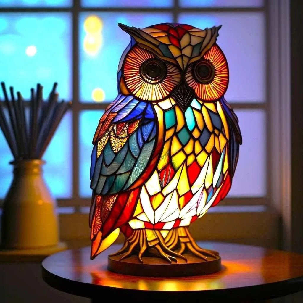 Merlin | Magisk Owl Lamp in Coloured Glass - Ciara & Fiona