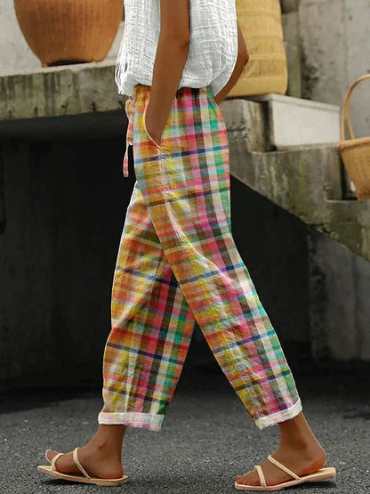 Michelle | Comfortable Checkered Pants - Ciara & Fiona