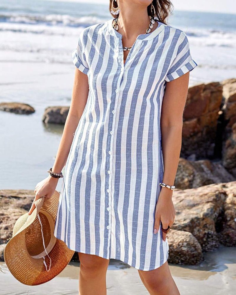 Milla | Elegant Striped Shirt Dress - Ciara & Fiona