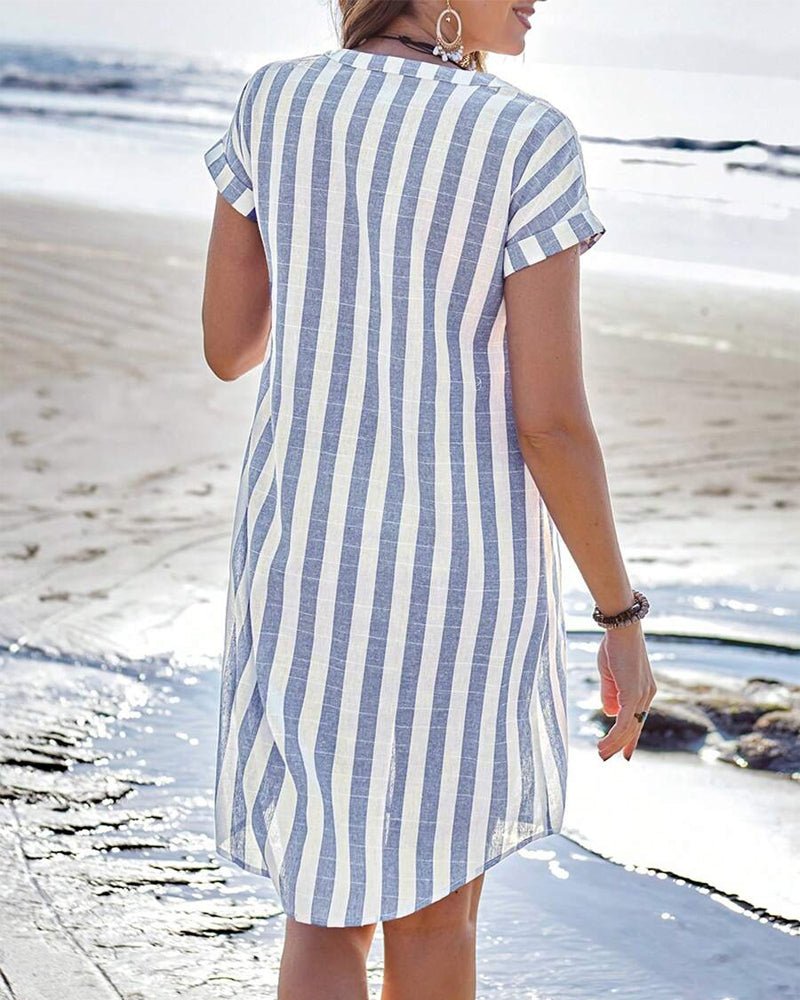 Milla | Elegant Striped Shirt Dress - Ciara & Fiona