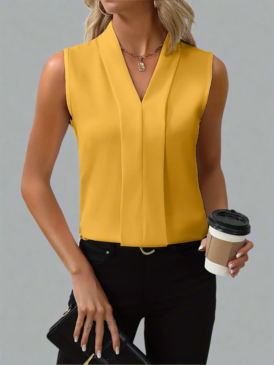 MYRA | Elegant V - Neck Sleeveless Blouse - Ciara & Fiona