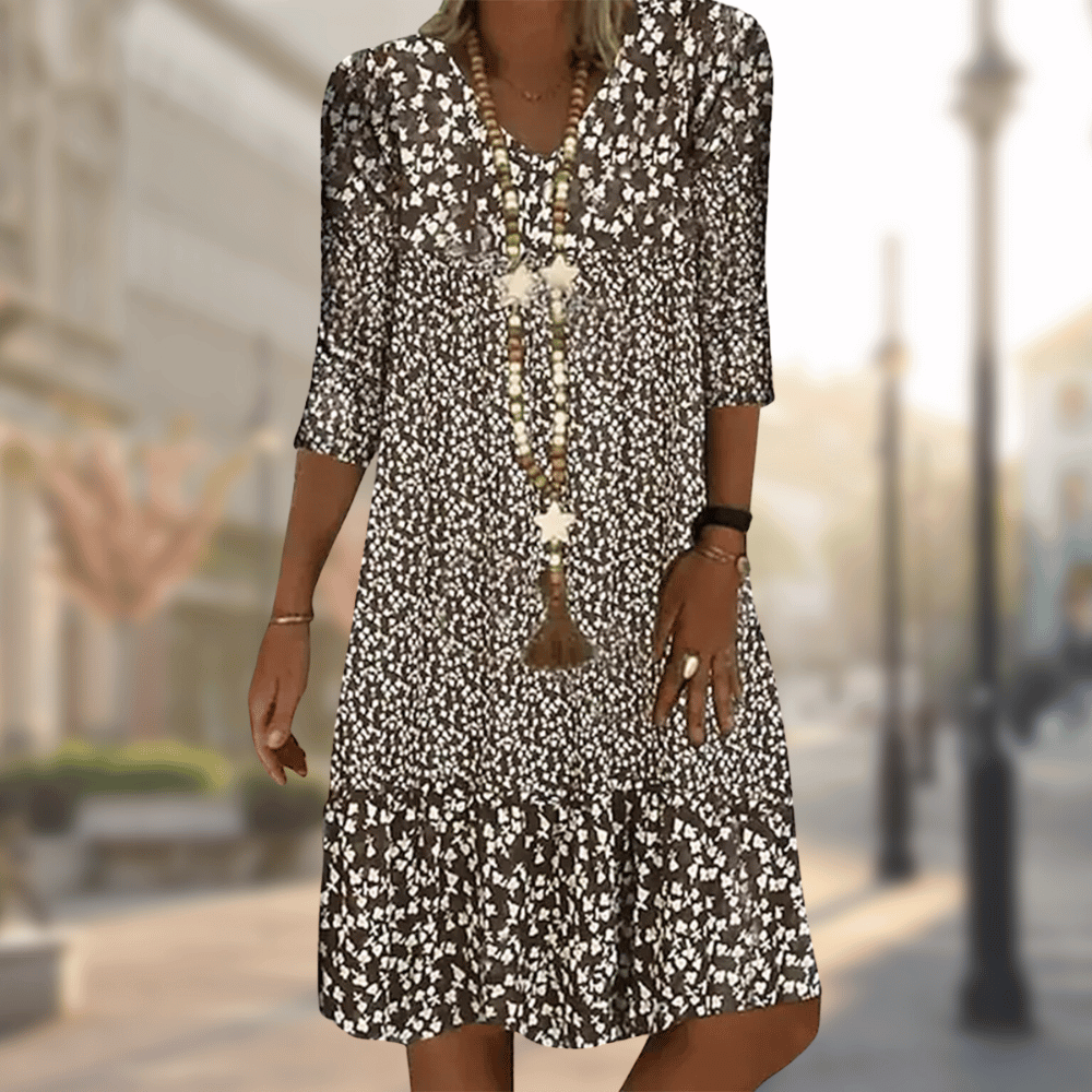 Naila | Elegant Dress With Print - Ciara & Fiona