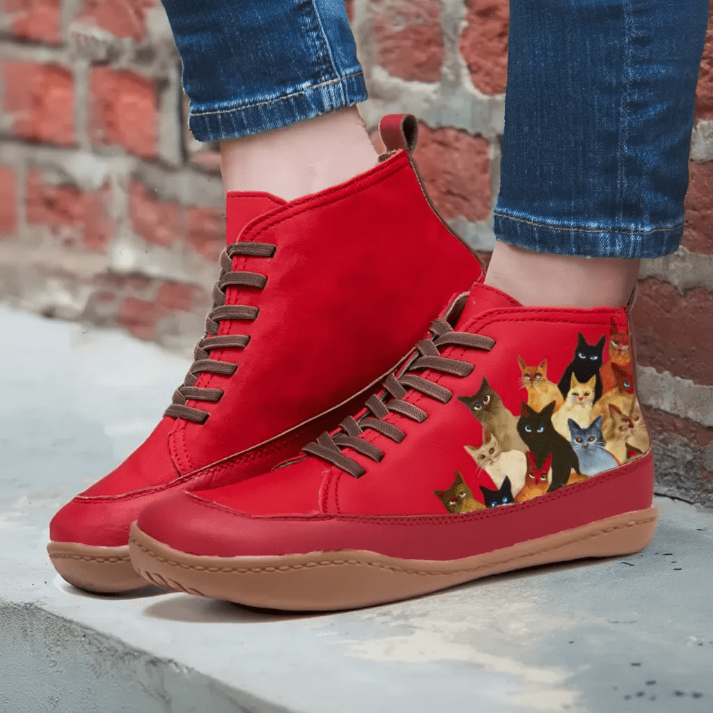 Nero | Orthopedic Boots With Cat Print - Luna Hampton