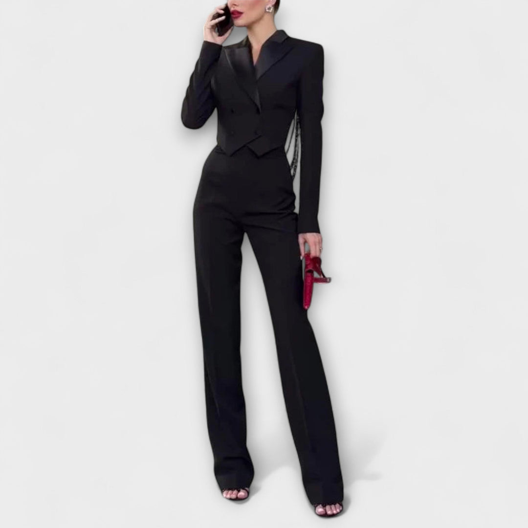 Noa - Black Pearl - Embellished Backless Short Blazer Set - Luna Hampton