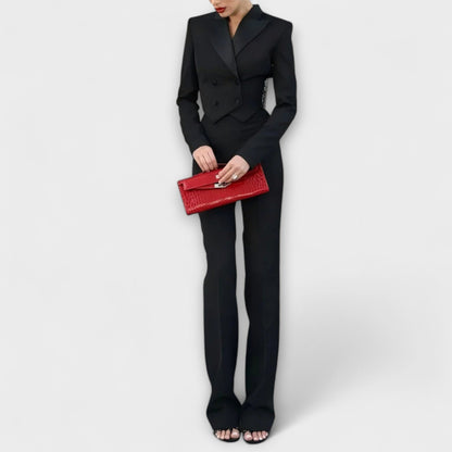 Noa - Black Pearl - Embellished Backless Short Blazer Set - Luna Hampton