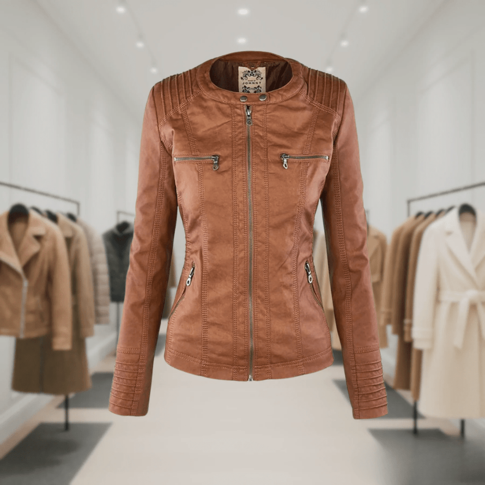 Odessa | Waterproof Leather Jacket with Hood - Ciara & Fiona