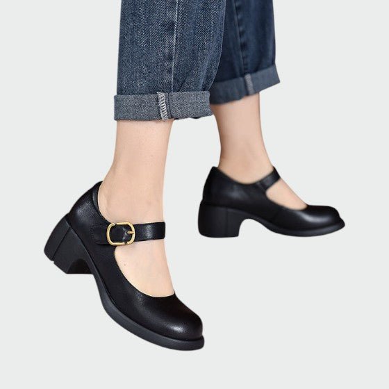 Olivia - Chunky - Heel Buckle Mary Jane Shoes - Ciara & Fiona