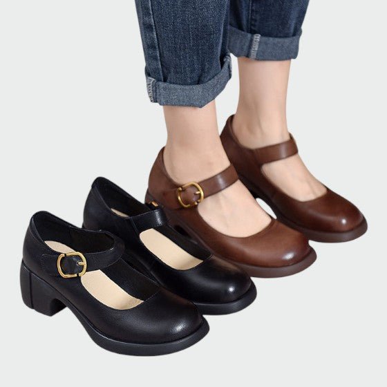 Olivia - Chunky - Heel Buckle Mary Jane Shoes - Ciara & Fiona