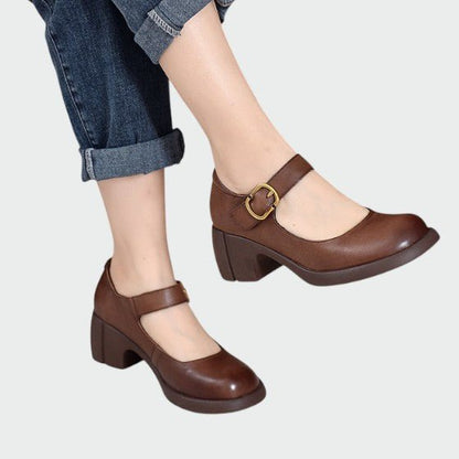 Olivia - Chunky - Heel Buckle Mary Jane Shoes - Ciara & Fiona