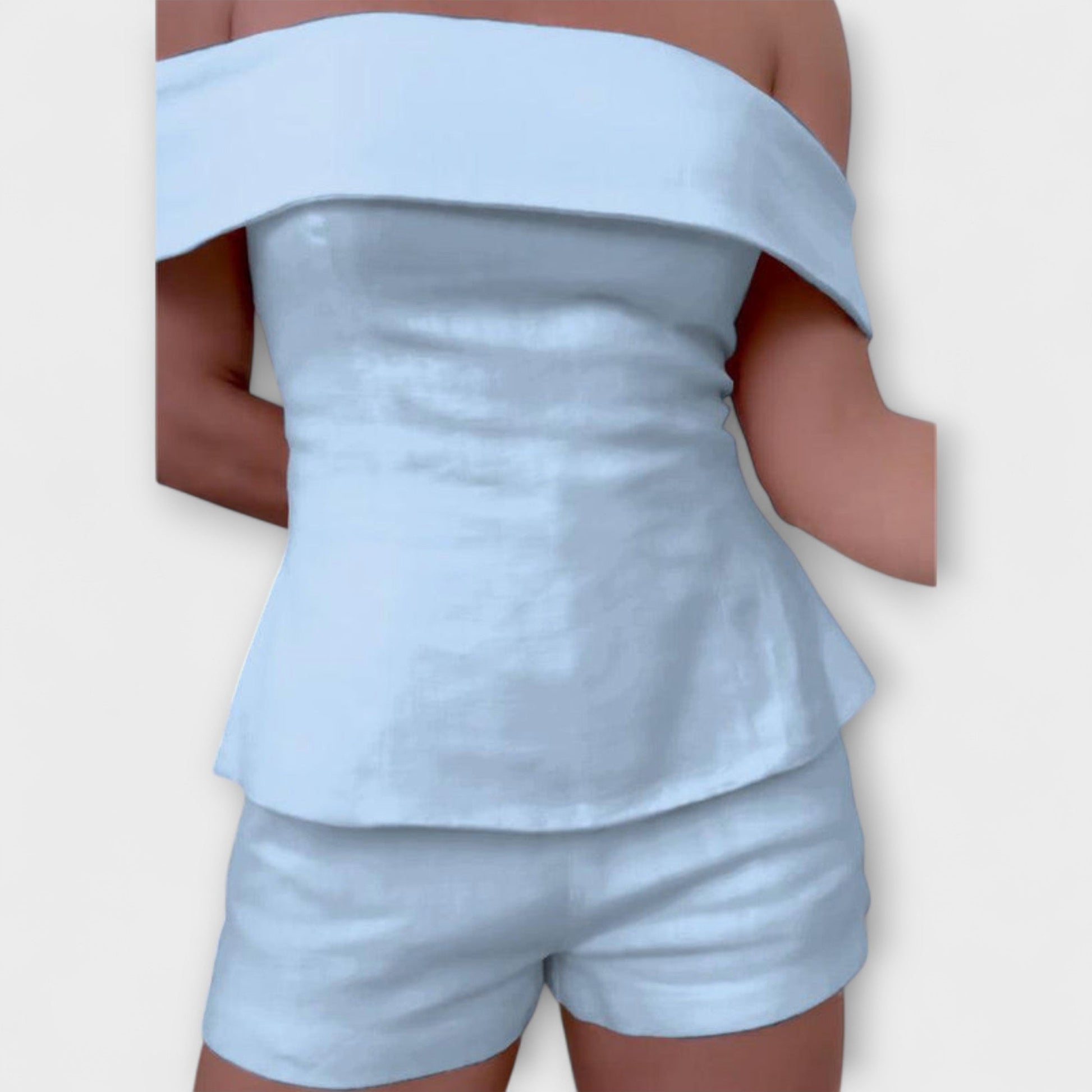 Olivia - White Cotton - Linen Two - Piece Set - Luna Hampton