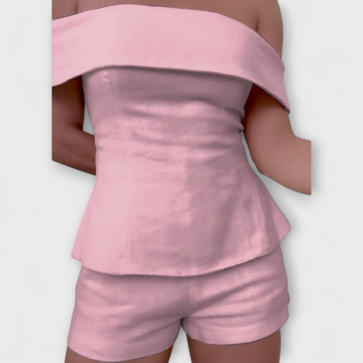 Olivia - White Cotton - Linen Two - Piece Set - Luna Hampton