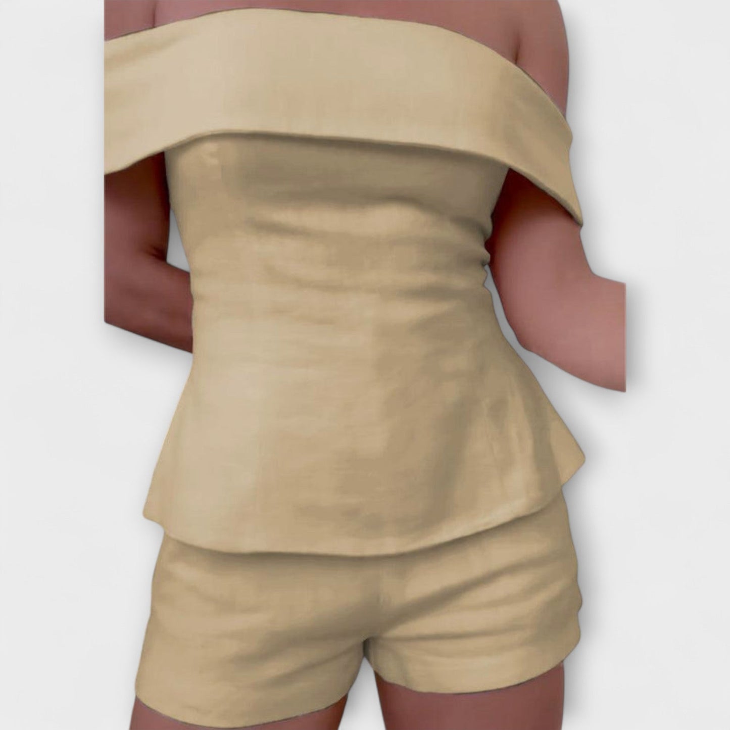 Olivia - White Cotton - Linen Two - Piece Set - Luna Hampton