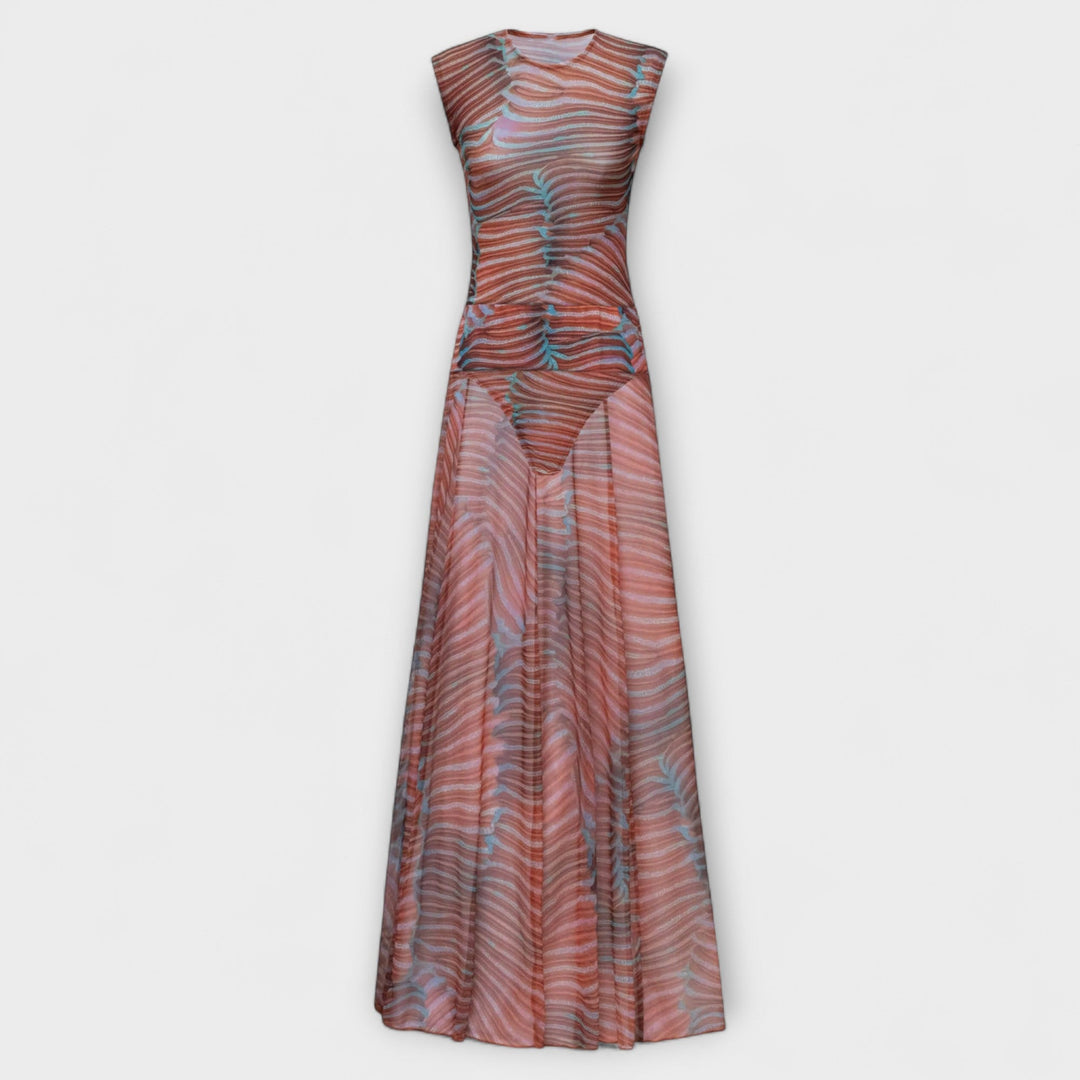 Phoenix - Shimmering Wave Mesh Bodysuit - Luna Hampton