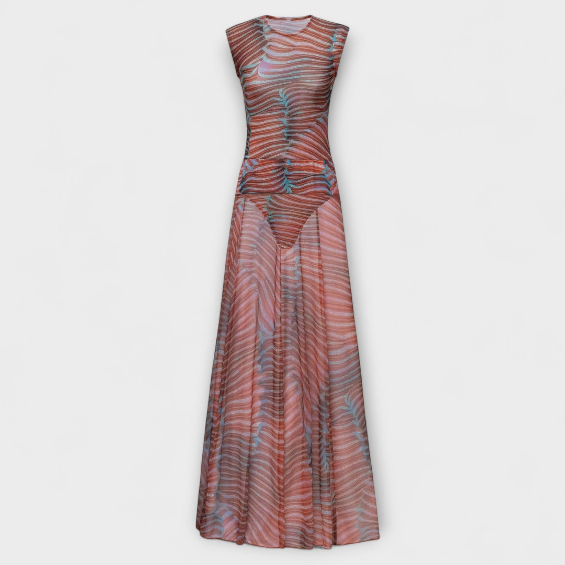 Phoenix - Shimmering Wave Mesh Bodysuit - Luna Hampton