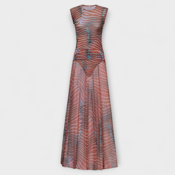 Phoenix - Shimmering Wave Mesh Bodysuit - Luna Hampton