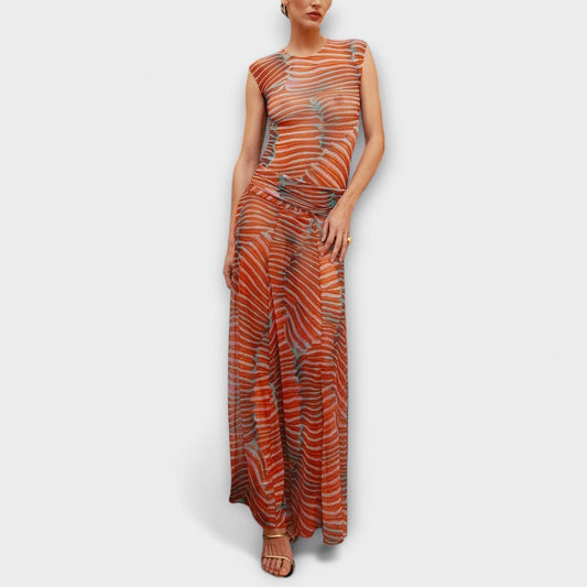 Phoenix - Shimmering Wave Mesh Bodysuit - Luna Hampton