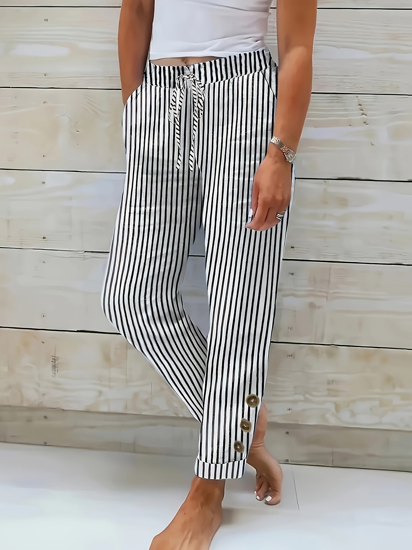Quincy | Casual Striped Trousers - Ciara & Fiona